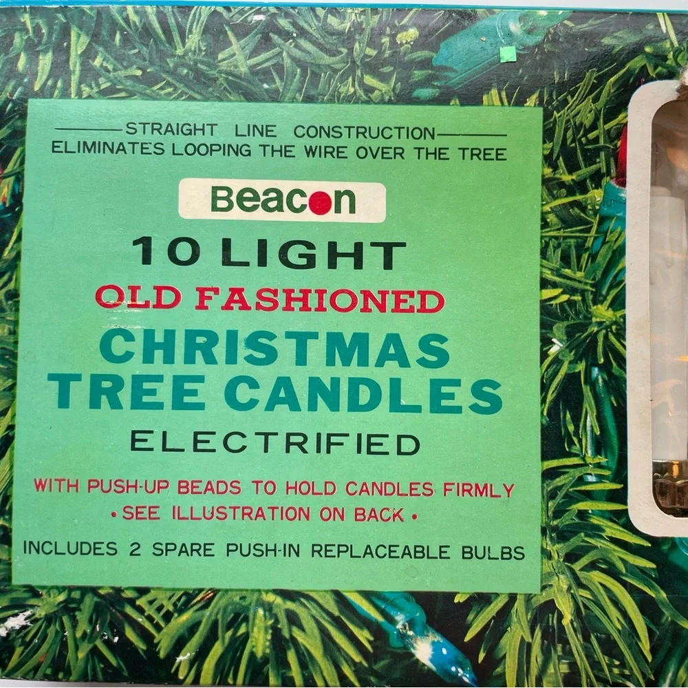 Vintage Beacon 10 light old fashioned Christmas tree candles electrified. New